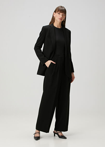 Siyah Wide Leg Pantolon