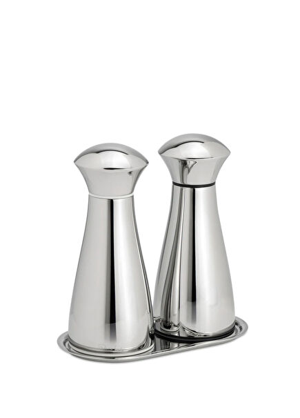 Grey Metal Tray Salt and Pepper Shaker Set