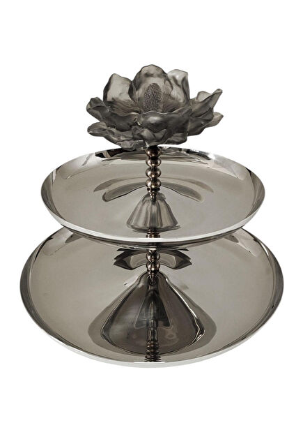 Füme Çiçekli İki Katlı Stand