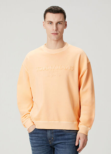 90s Orange Logo Embroidered Sweatshirt