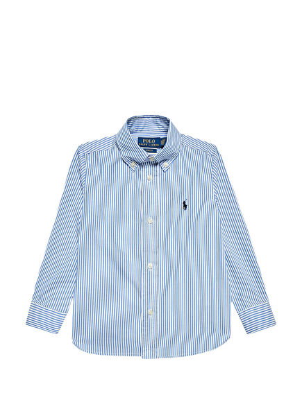 Mavi Beyaz Çizgili Erkek Çocuk Gömlek