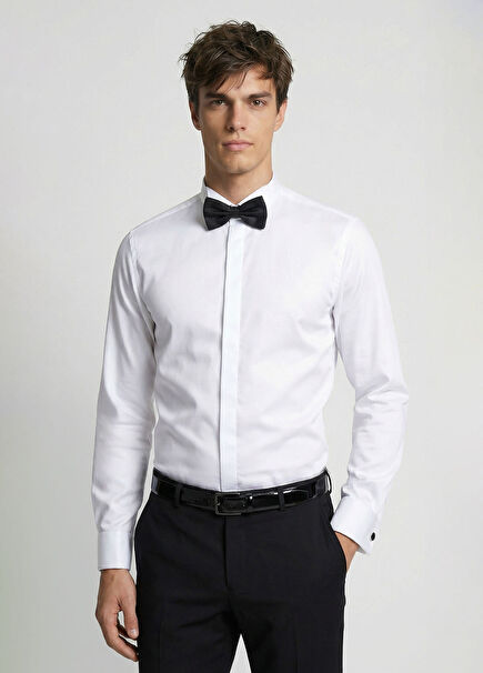 Non-Iron White Tuxedo Shirt
