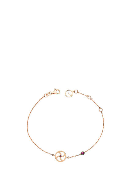 Manji Ruby Taşlı Kadın Altın Bileklik