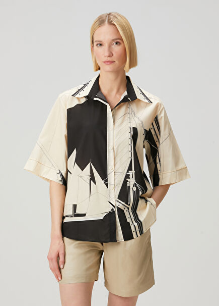 Salty Promises Ecru Black Shirt