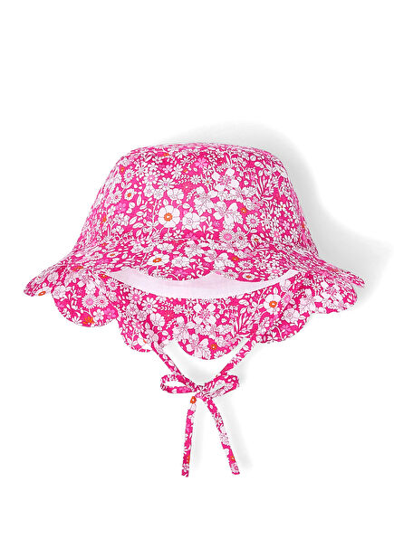 Pink Flower Print Baby Girl Bob Hat