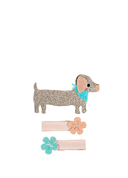 Köpek Desenli Klipsli 3'lü Kız Çocuk Toka