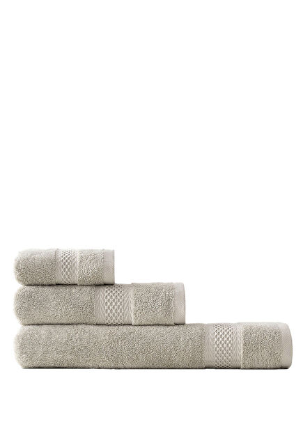 Auraline Bej Organik Pamuk 3'lü Havlu Seti