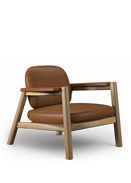 Nord Solid Oak Tan Leather Armchair