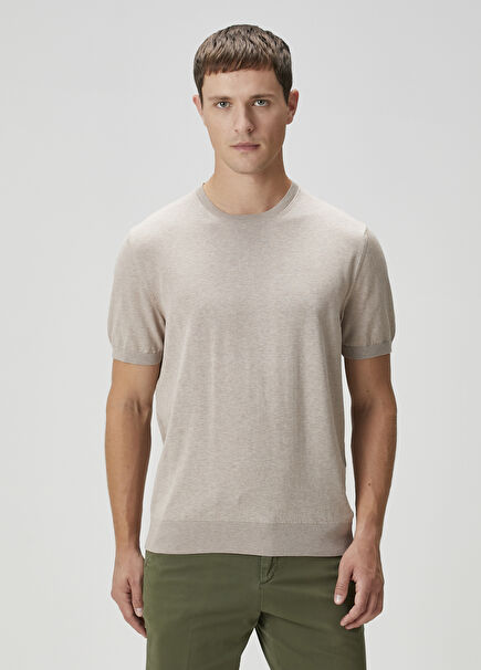 Beige Short Sleeve Sweater