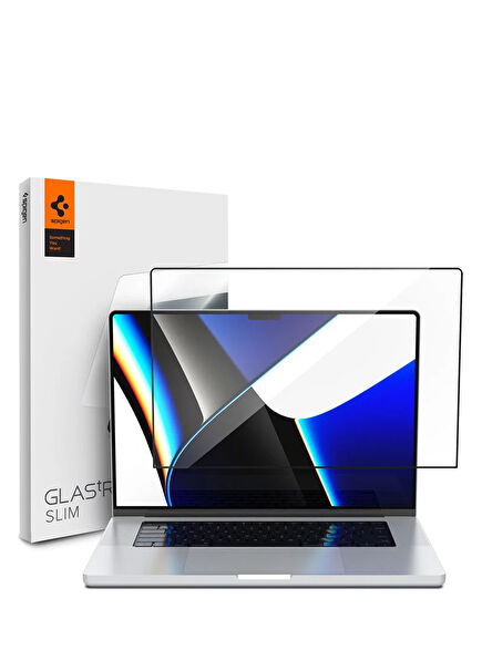 Macbook Pro 16" 2021 Uyumlu Tam Kaplayan GLAS.tR Slim Full Cover Black Cam Ekran Koruyucu