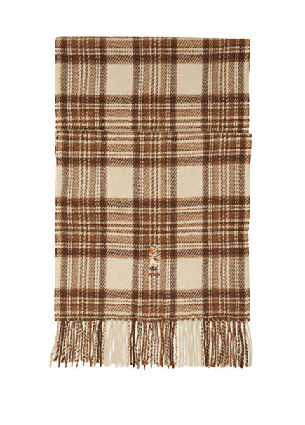 Cream Plaid Pattern Women's Wool Scarf