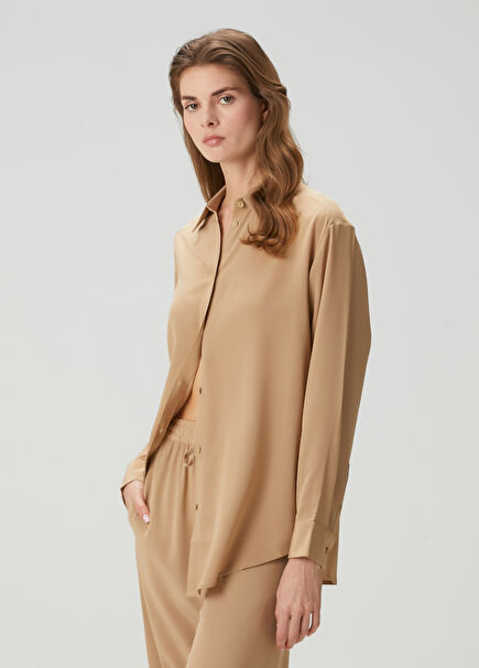 Dark Beige Silk Shirt