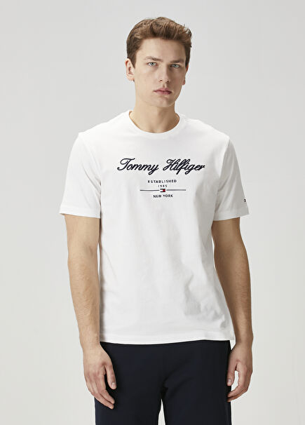White Logo Embroidered T-Shirt