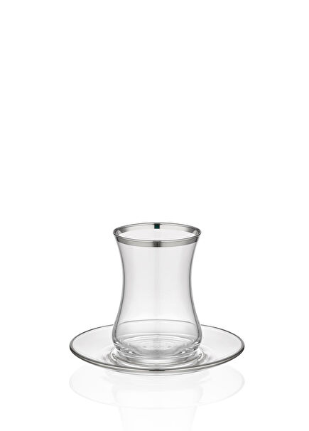 Dalia Platinum Glass Tea Set for 6 People