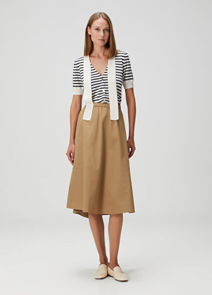 Dark Beige Midi Skirt