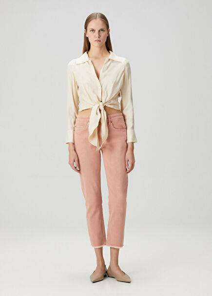 Pia Relaxed Slim Fit Pembe Jean Pantolon