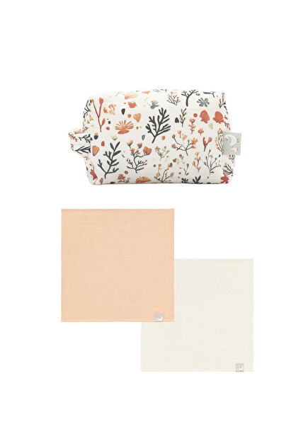 Müslin Bebek Bakım Çantası ve 2'li Müslin Örtü Seti