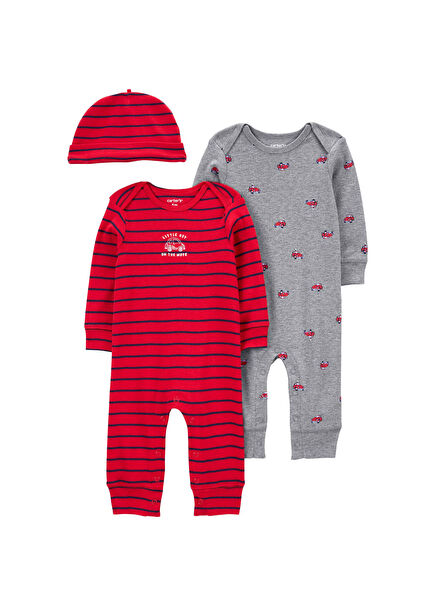 Red Baby Boy Jumpsuit Set of 3