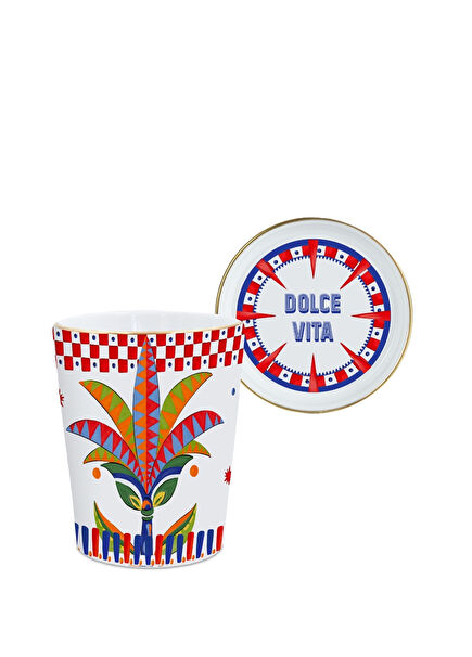Dolce Vita Palm Colorful Porcelain Mug with Lid