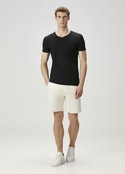 Ecru Waist Corded Organic Cotton Shorts