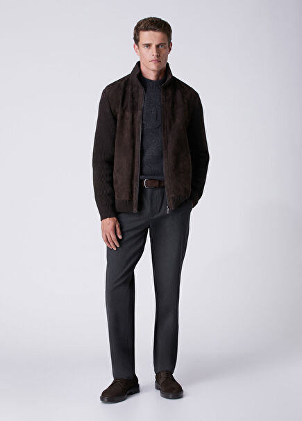 Regular Fit Grey Waist Corded Twill Chino Trousers
