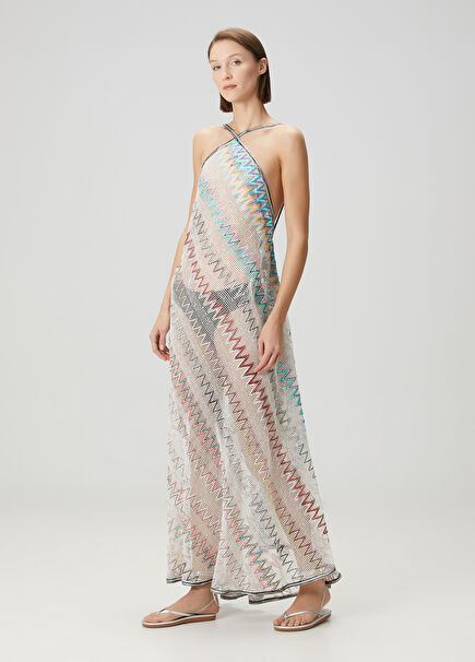 Zigzag Patterned Maxi Beach Dress
