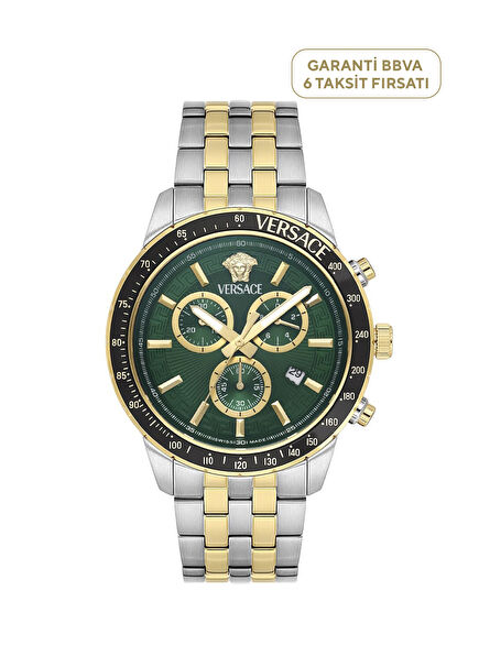 VRSCVEZCA0524 Gold Color Metallic Grey Steel Men's Watch