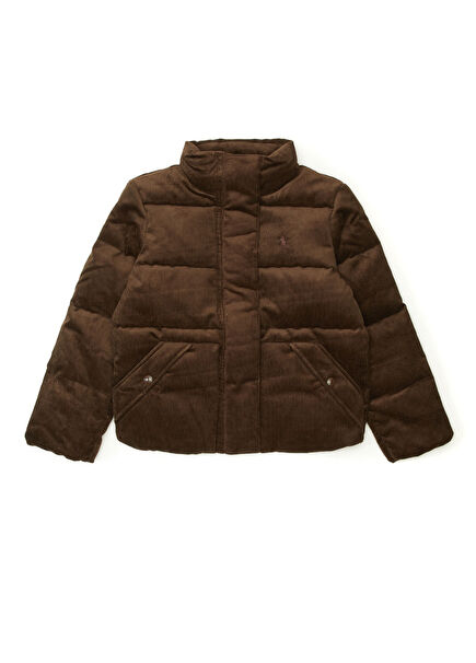 Kahverengi Kız Çocuk Kadife Mont