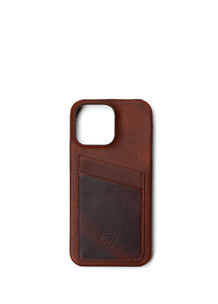 Full Wrap CC iPhone 15 Brick Deri Telefon Kılıfı