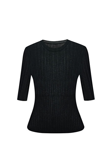 Jill Top Black Silk Women's Sweater