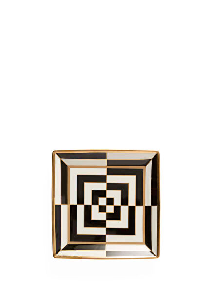 Op Art Siyah Beyaz Seramik Dekoratif Tabak