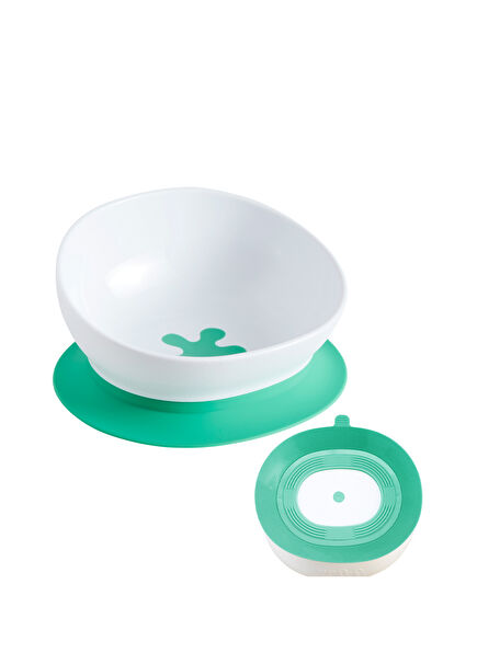 Beyaz Yeşil 2'si Bir Arada Vakumlu Kaymaz Mama Kasesi