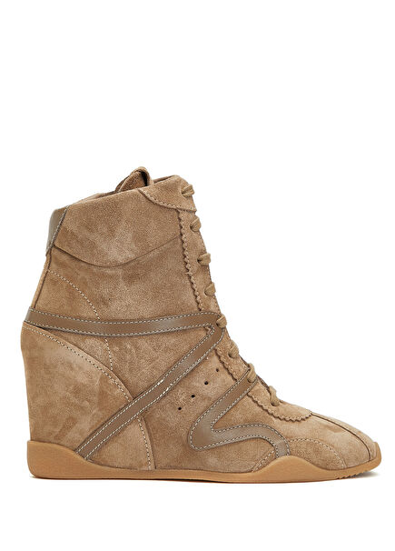 Top Wedge Bej Kadın Süet Sneaker