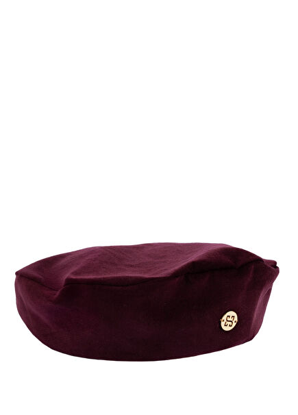Audrey Bordo Kadife Unisex Beret Şapka