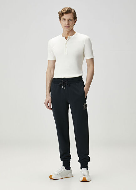 Navy Blue Waist Corded Jogger Sweatpants