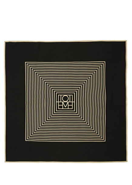 Centered Monogram Siyah Kadın İpek Fular