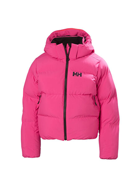 JR Nora Short Puffy Kapüşonlu Pembe Kız Çocuk Kayak Ceketi