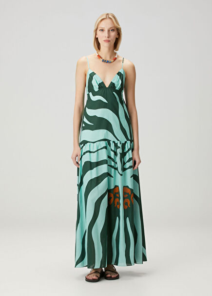 Green Patterned Maxi Beach Dress