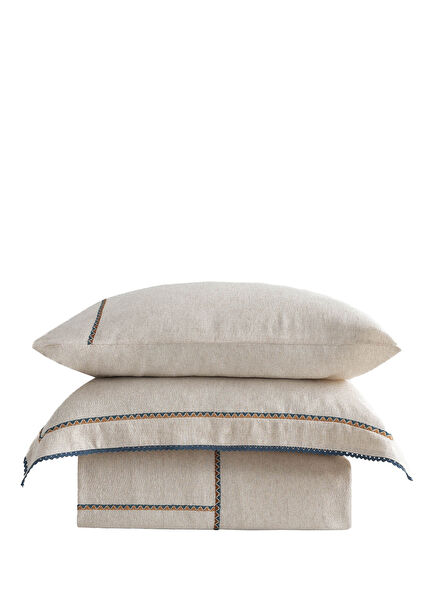 Farya Bej Organik Pamuk Nakışlı Çift Kişilik Nevresim Takımı 200 x 220 cm