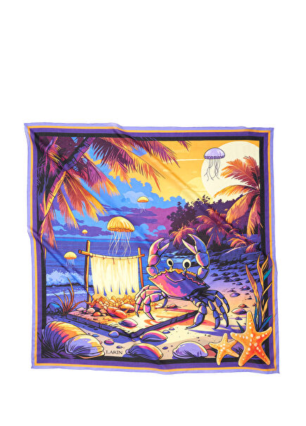 Crab Dance Patterned Cotton Women's Pareo and Shawl