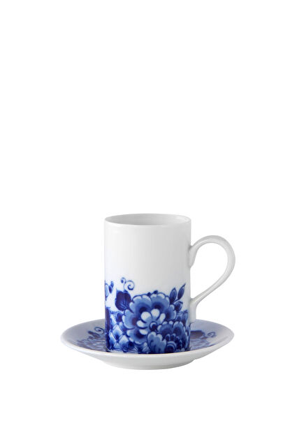 Blue Ming Blue Patterned Porcelain Coffee Cup and Saucer
