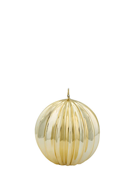 Metalik Altın Parıltılı Top Mum 10 cm