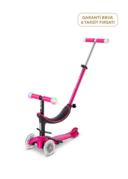 Mini2Grow Deluxe Magic LED Işıklı 3'ü 1 Arada 3 Tekerlekli 1-6 Yaş Çocuk Scooter