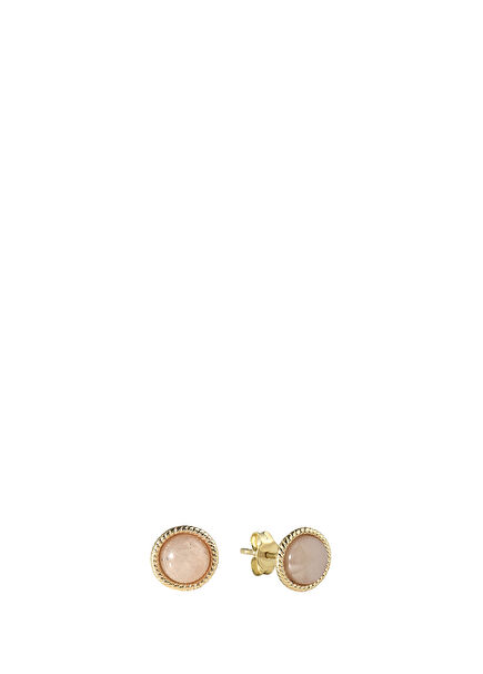 Sweet Pink Moonstone Natural Stone 14K Gold Women's Earrings