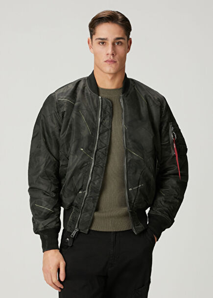 MA-1 Dark Grey Patterned Flight Jacket