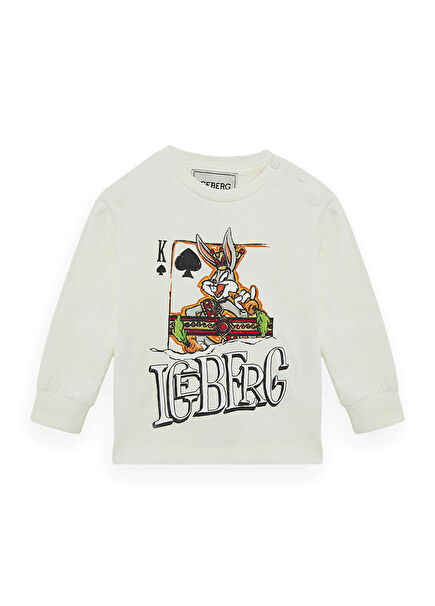 Kırık Beyaz Uzun Kollu Erkek Bebek T-Shirt