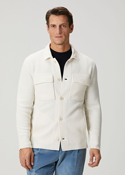White Jacquard Wool Jacket