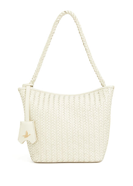 Ekru Örgü Kadın Deri Çanta