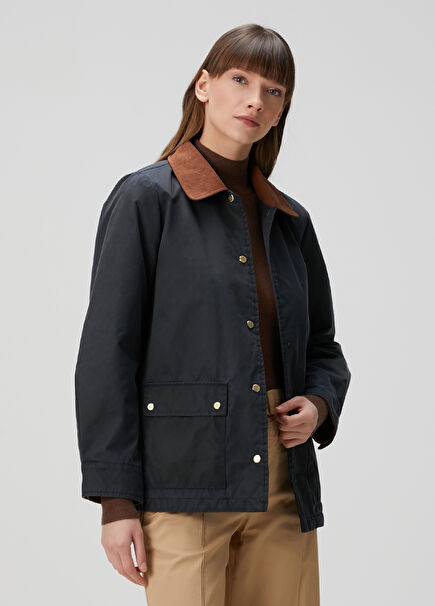 Dark Navy Blue Logo Patched Jacket