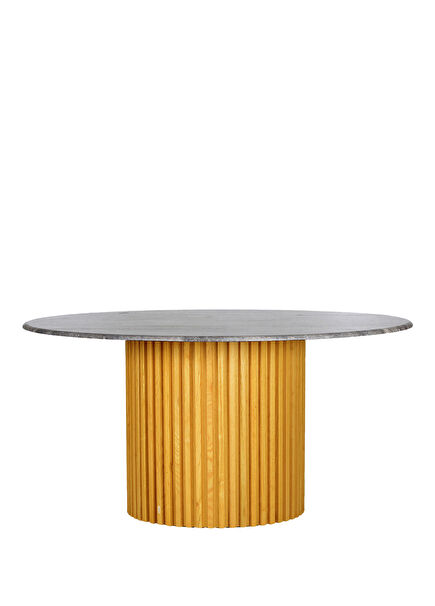 Docia Serisi Honey Traverten Geniş Yuvarlak Masa